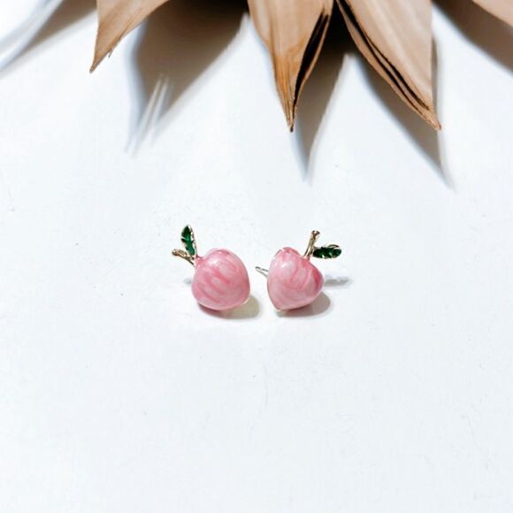 Peach stud earrings S535 - Picture 2 of 4